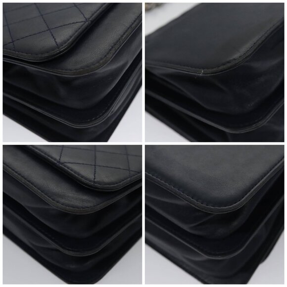 CHANEL Matelasse Turn Lock Chain Hand Bag Leather 2way Navy Gold CC Auth yk16451 - Picture 15 of 15